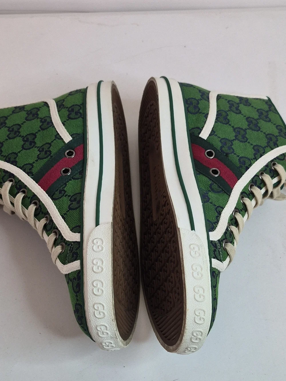 Gucci Green GG Canvas High-Top Sneakers Size 39